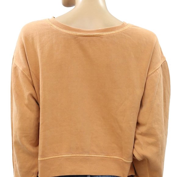 Free People Orange Pullover Top Solid Cozy Sweatshirt Slouchy Boho S - Picture 4 of 4